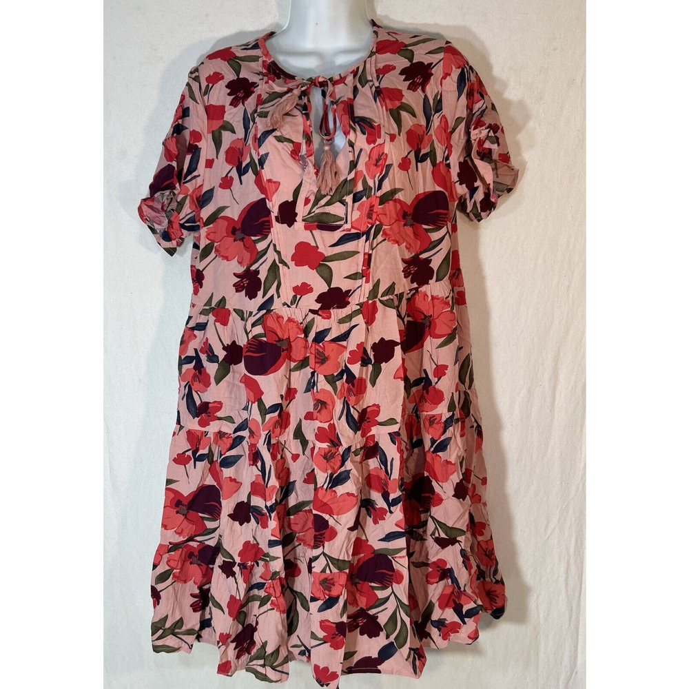 Dokotoo Women Summer Dress Boho Floral Drawstring V Neck Chiffon Lantern Medium